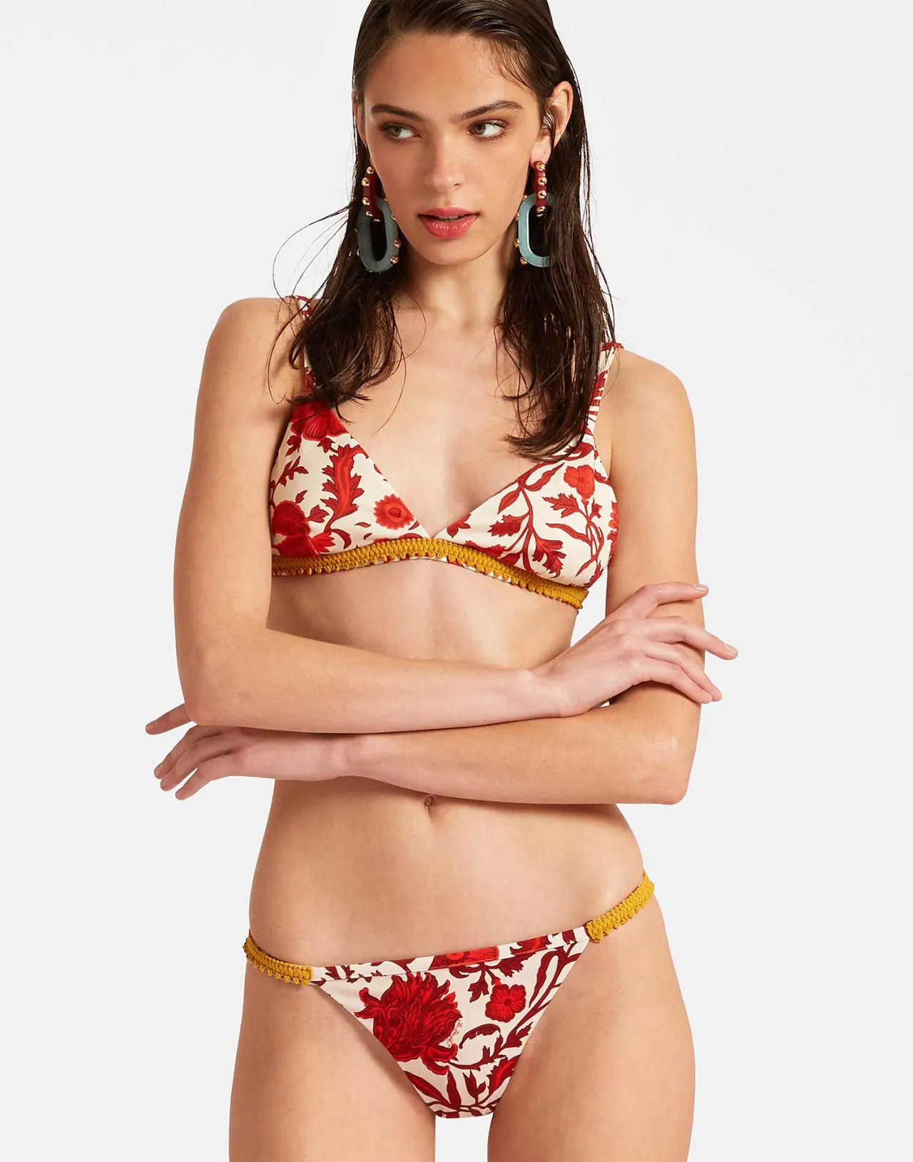 Splendido Top Corto La DoubleJ Fonda Dragonflower - Rosso acceso in Licra Ultra-Leggero