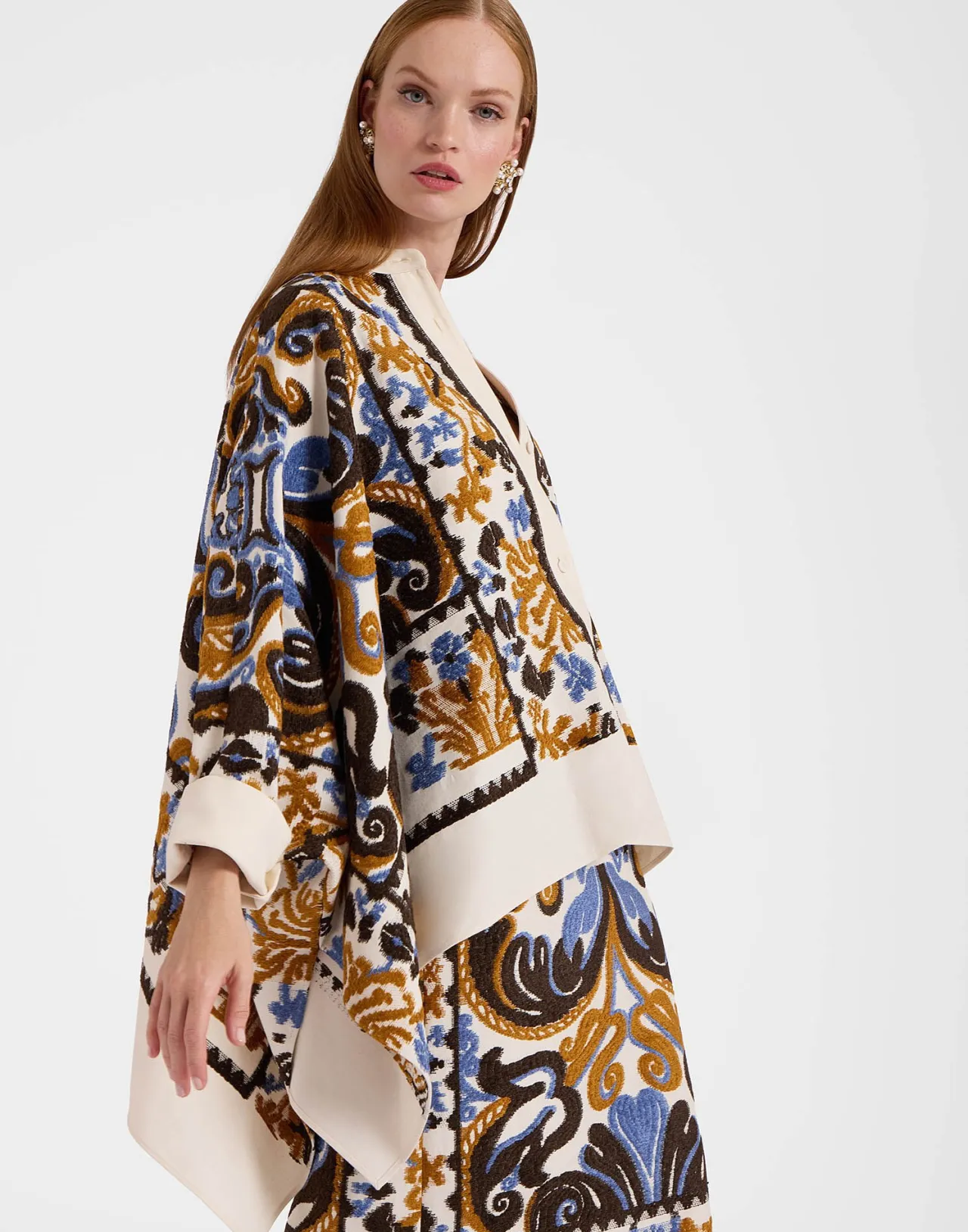 Giacca Stile Foulard La DoubleJ - Crema Corsini con Motivi Jacquard, Offerta Limitata
