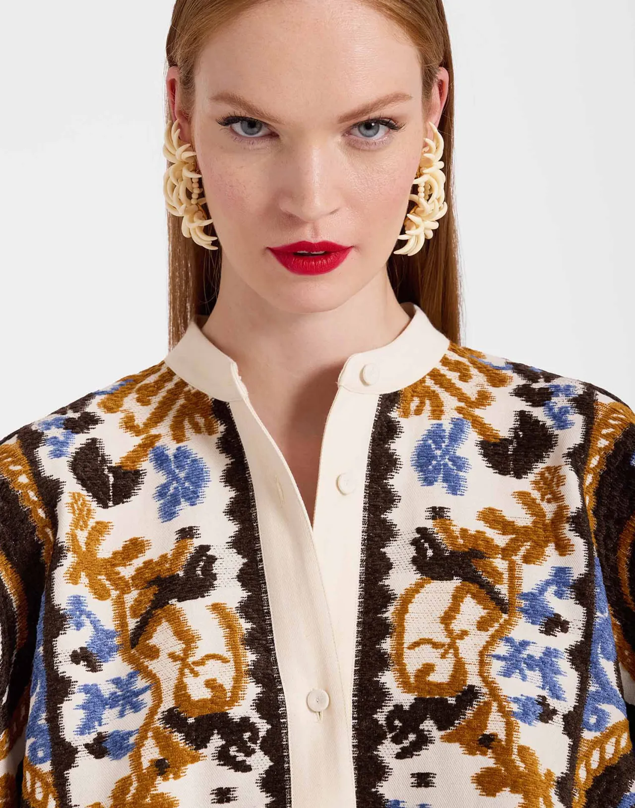 Giacca Stile Foulard La DoubleJ - Crema Corsini con Motivi Jacquard, Offerta Limitata