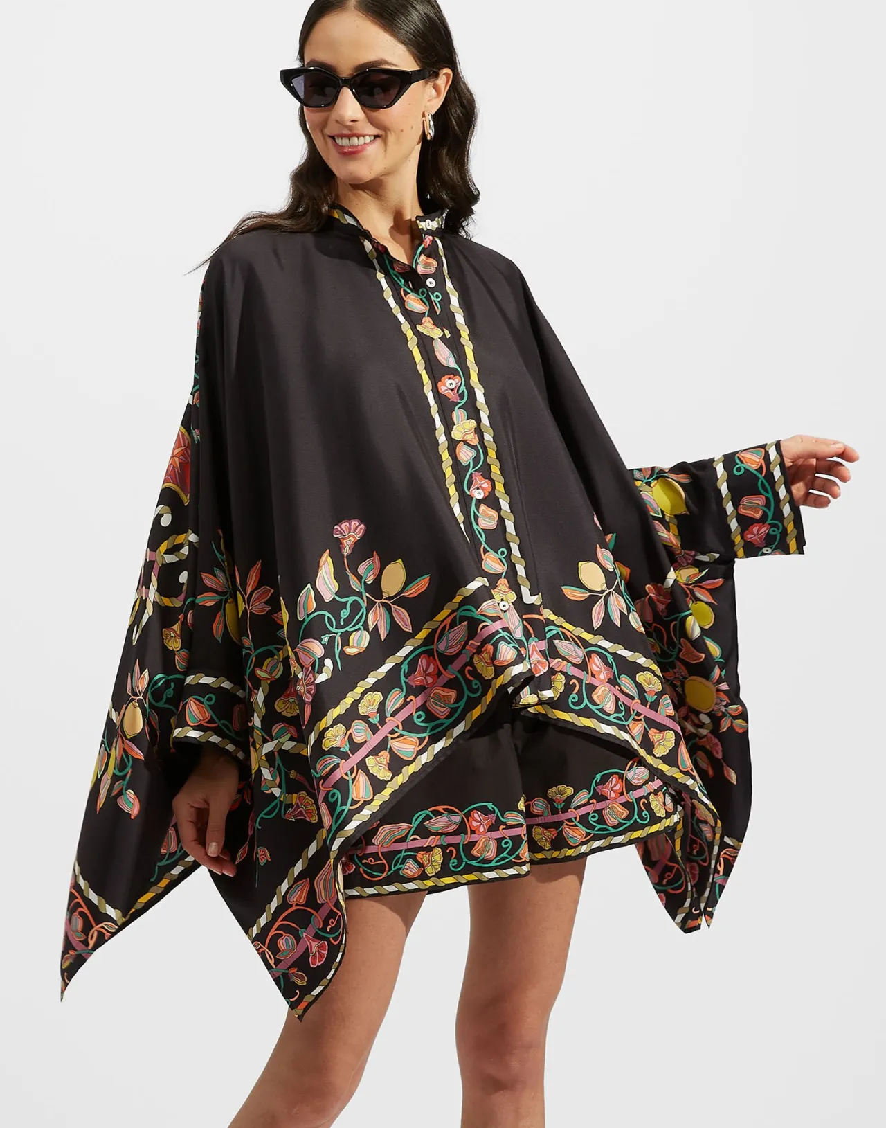 Borboni Camicia Foulard in Seta Twill con Stampa Esclusiva - Nero Intenso | Edizione Speciale La DoubleJ