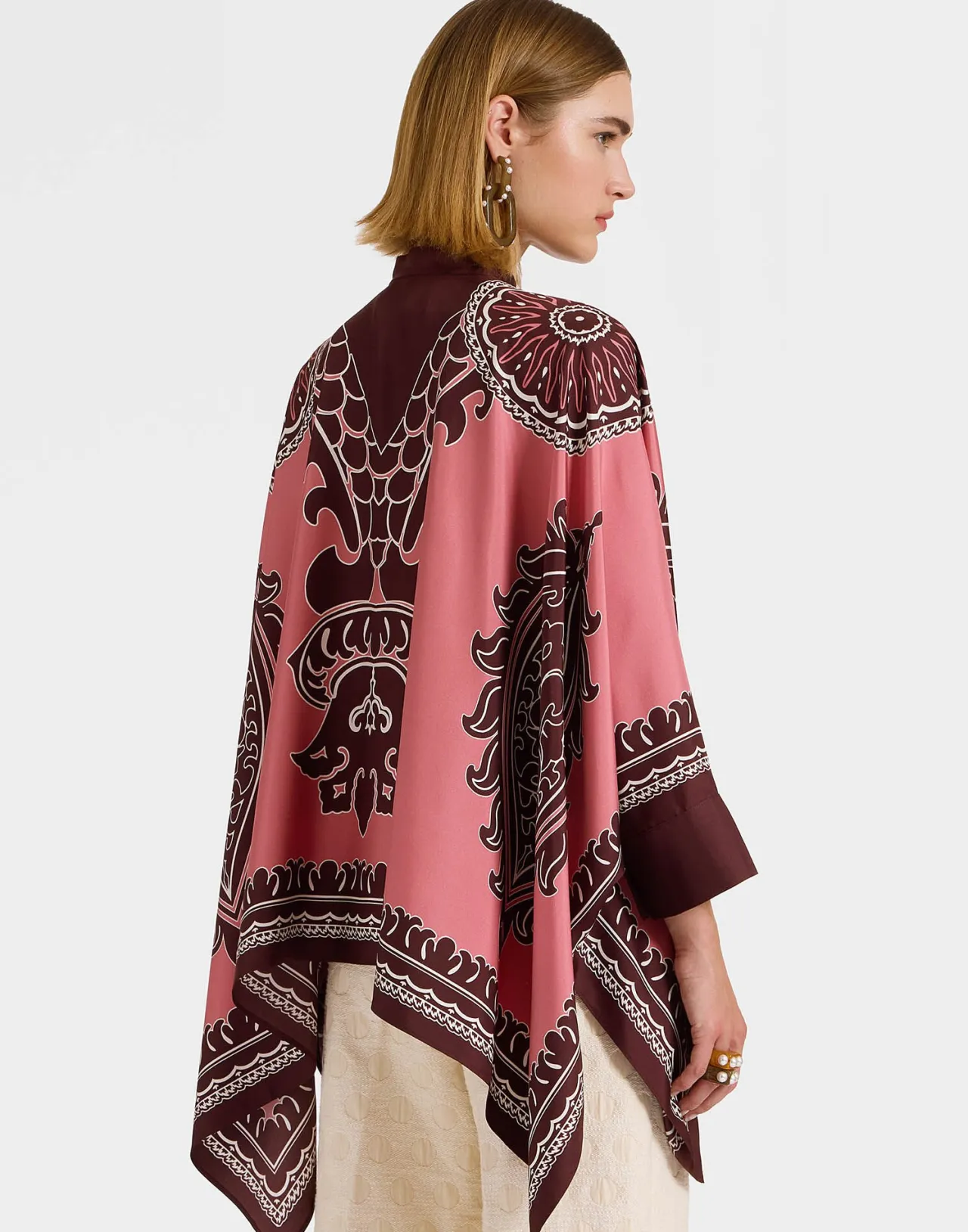 La DoubleJ - Camicia Foulard Elegante Stile Oltrarno in Twill di Seta Rosa Chiaro