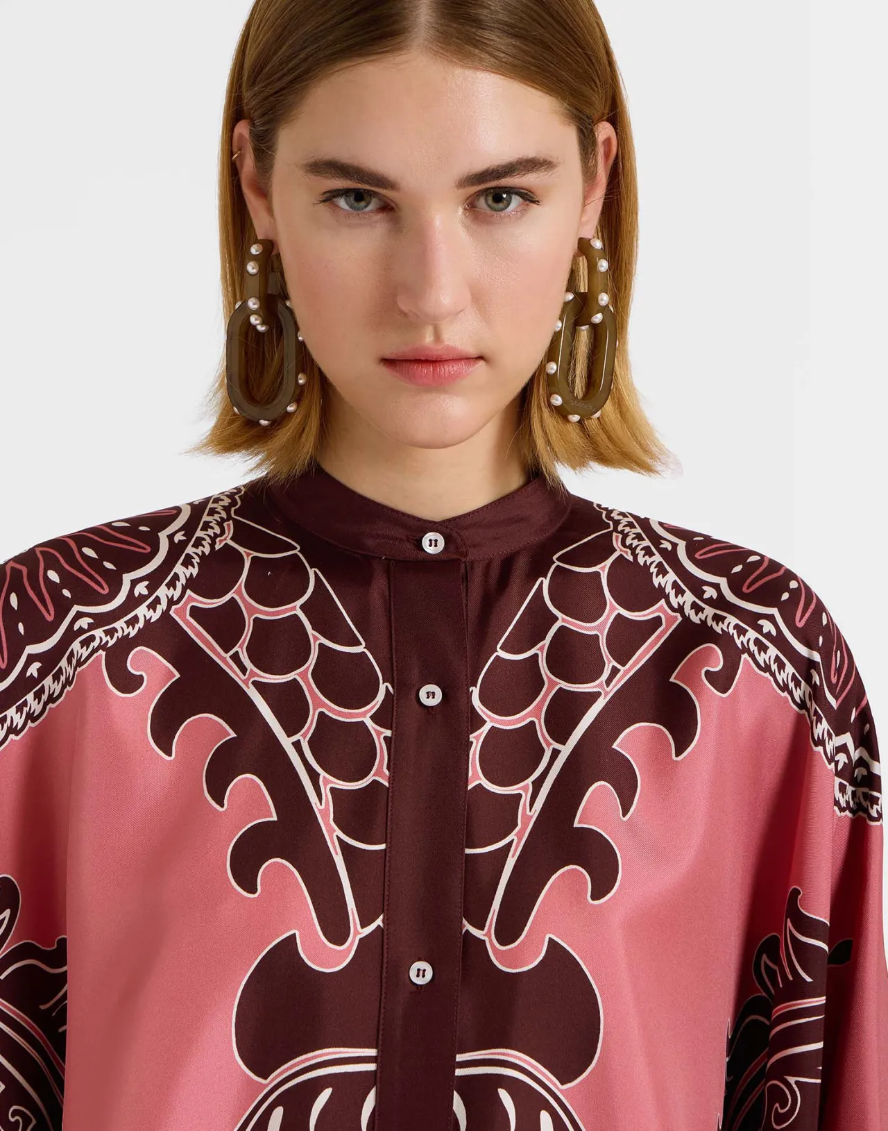 La DoubleJ - Camicia Foulard Elegante Stile Oltrarno in Twill di Seta Rosa Chiaro