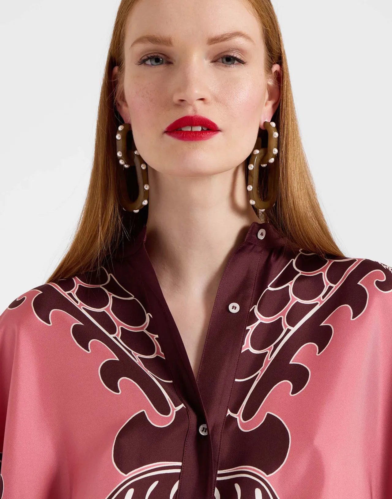 La DoubleJ - Camicia Foulard Elegante Stile Oltrarno in Twill di Seta Rosa Chiaro