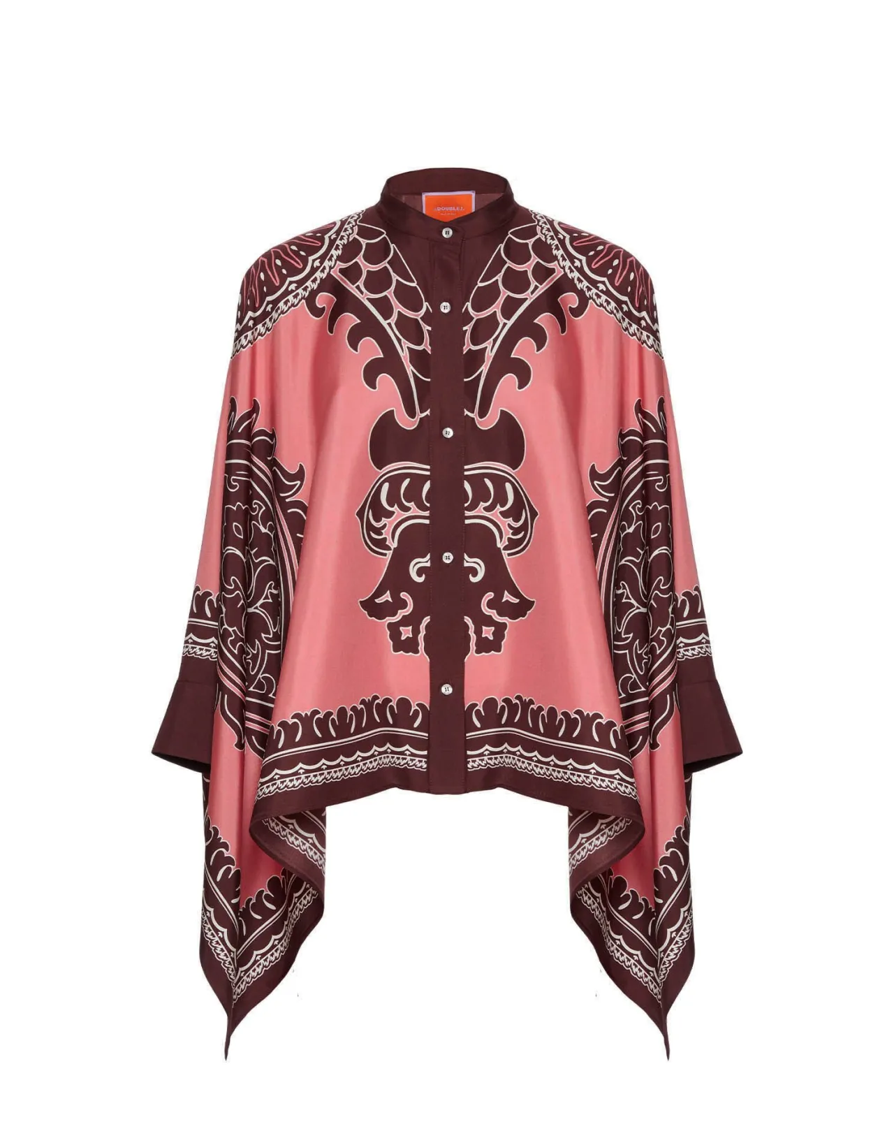 La DoubleJ - Camicia Foulard Elegante Stile Oltrarno in Twill di Seta Rosa Chiaro