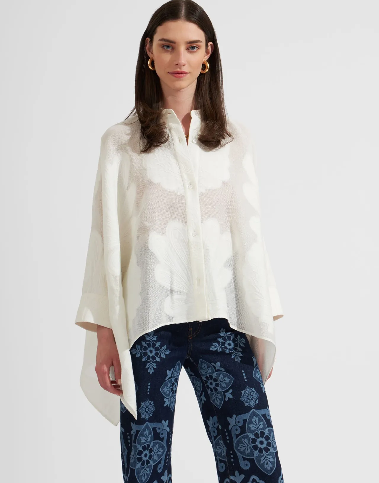 Camicia foulard La DoubleJ con ricamo ananas - Tessuto jacquard premium a prezzo speciale