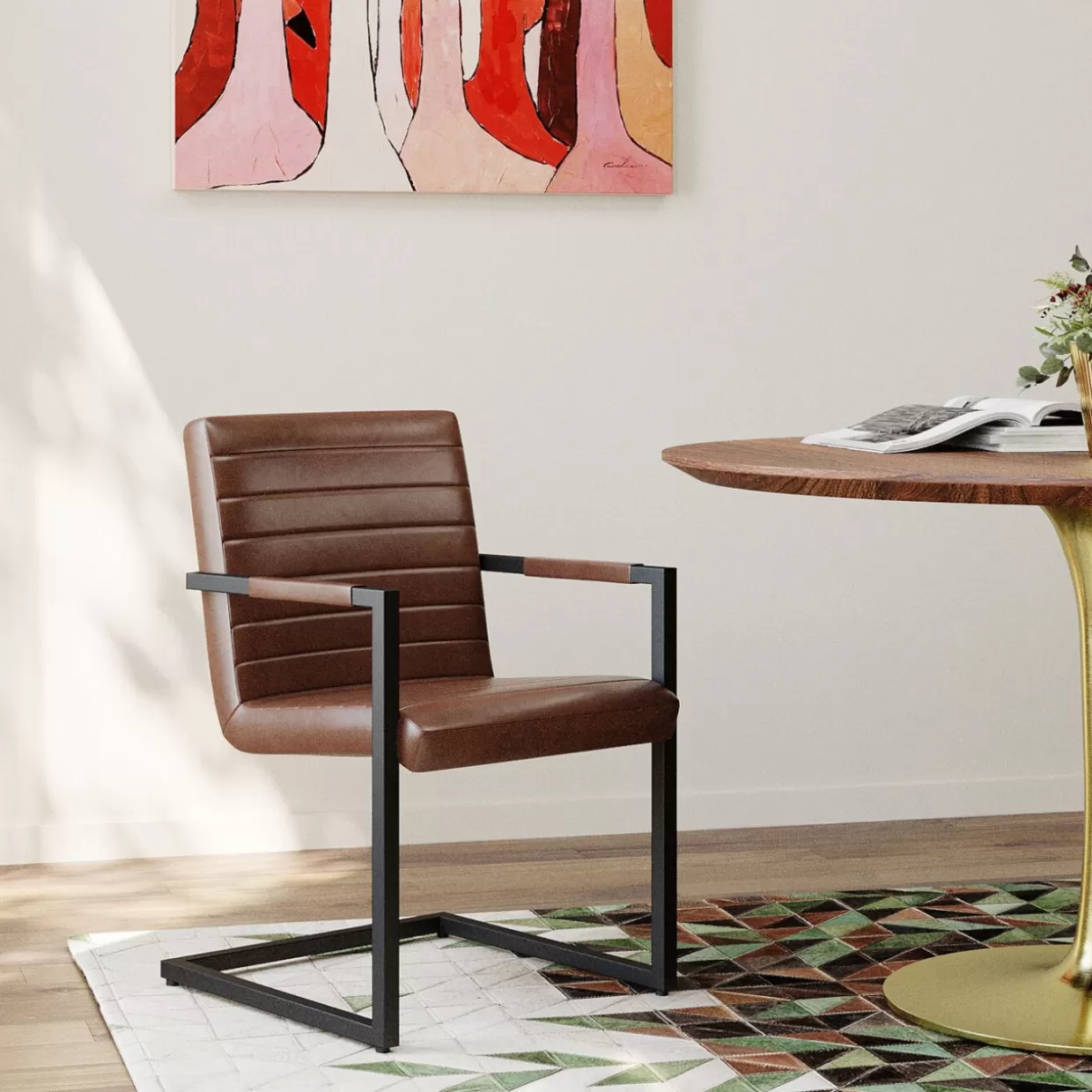 Sedia Lola in pelle marrone scuro - Design iconico e comfort moderno | Collezione KARE