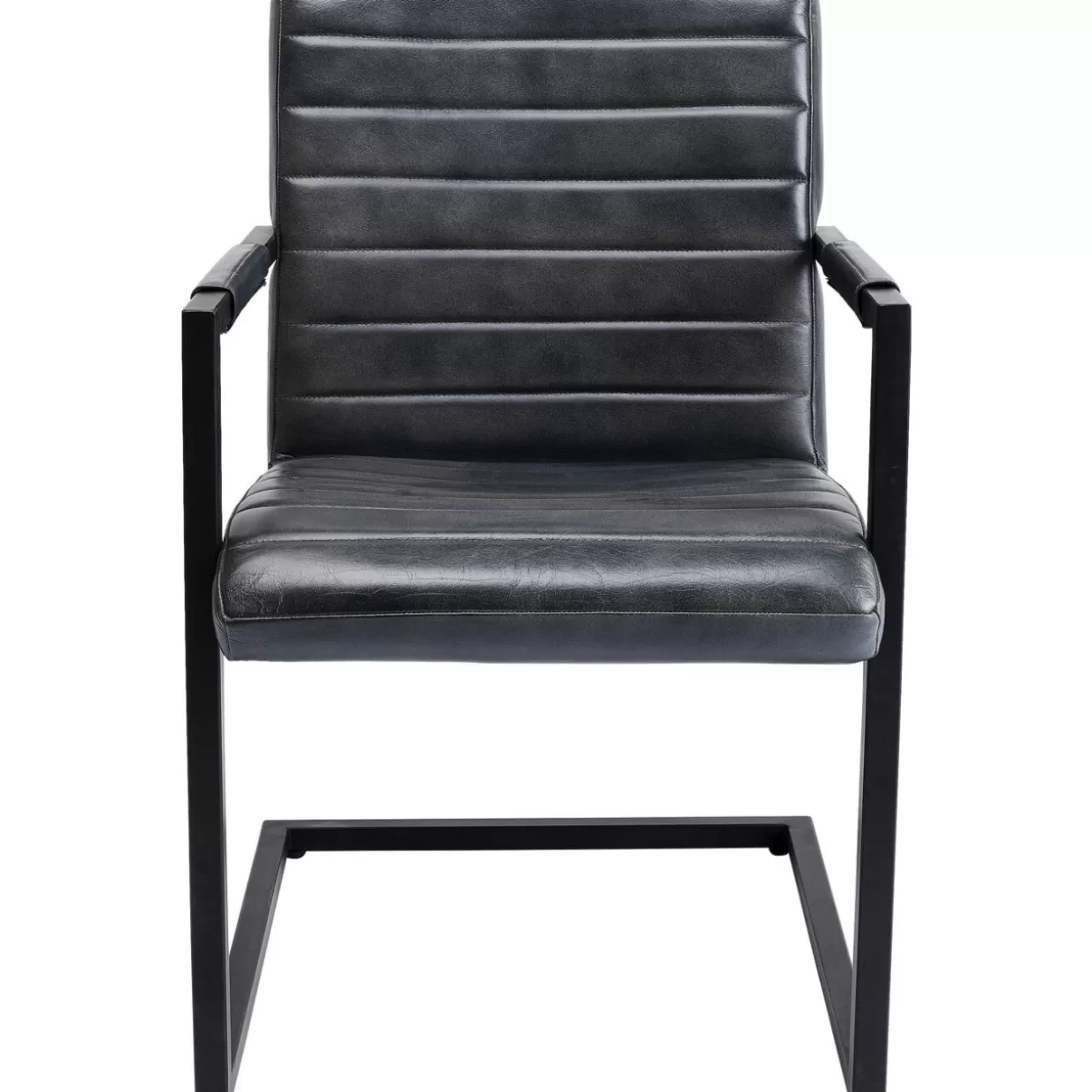 KARE Design - Sedia a Dondolo Lola in Pelle Grigio Antracite, Linea Moderna e Confortevole