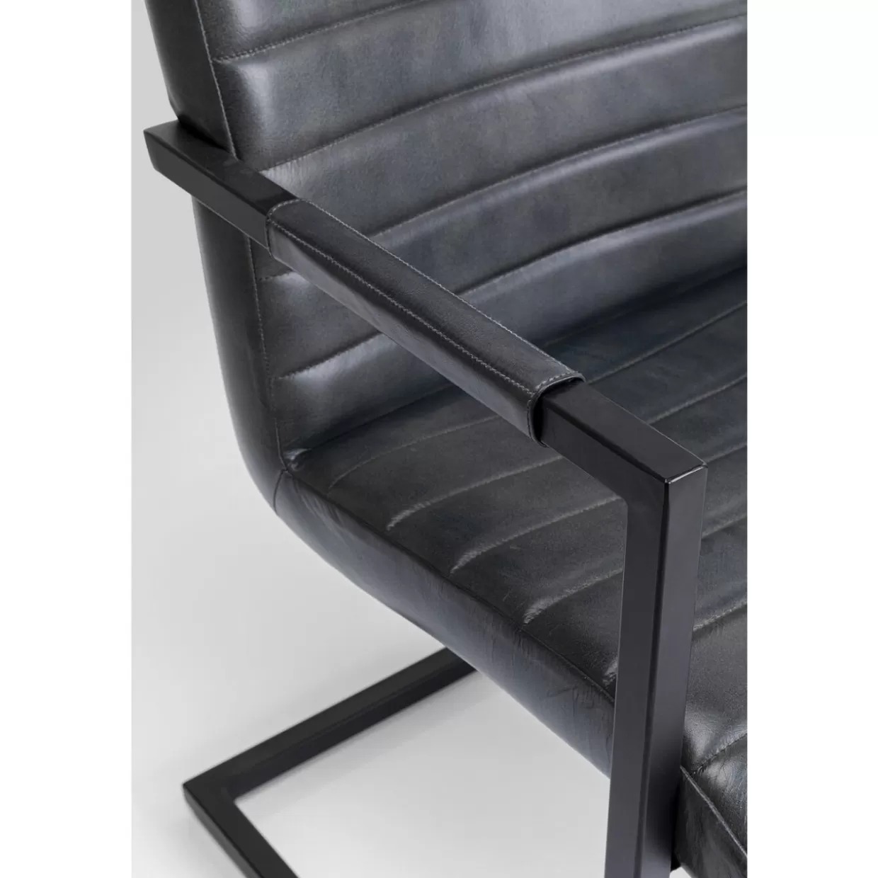 KARE Design - Sedia a Dondolo Lola in Pelle Grigio Antracite, Linea Moderna e Confortevole