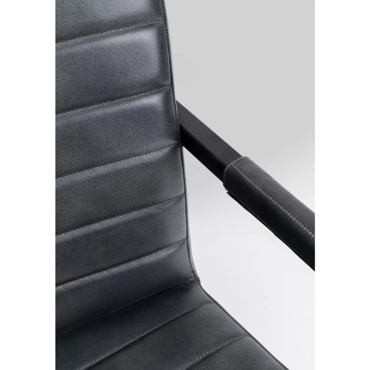 KARE Design - Sedia a Dondolo Lola in Pelle Grigio Antracite, Linea Moderna e Confortevole