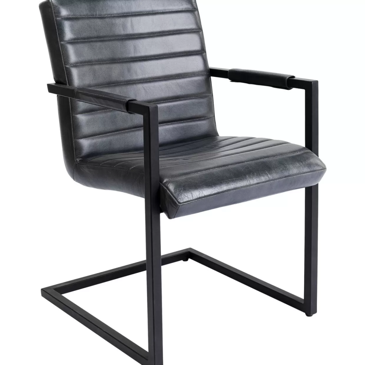 KARE Design - Sedia a Dondolo Lola in Pelle Grigio Antracite, Linea Moderna e Confortevole