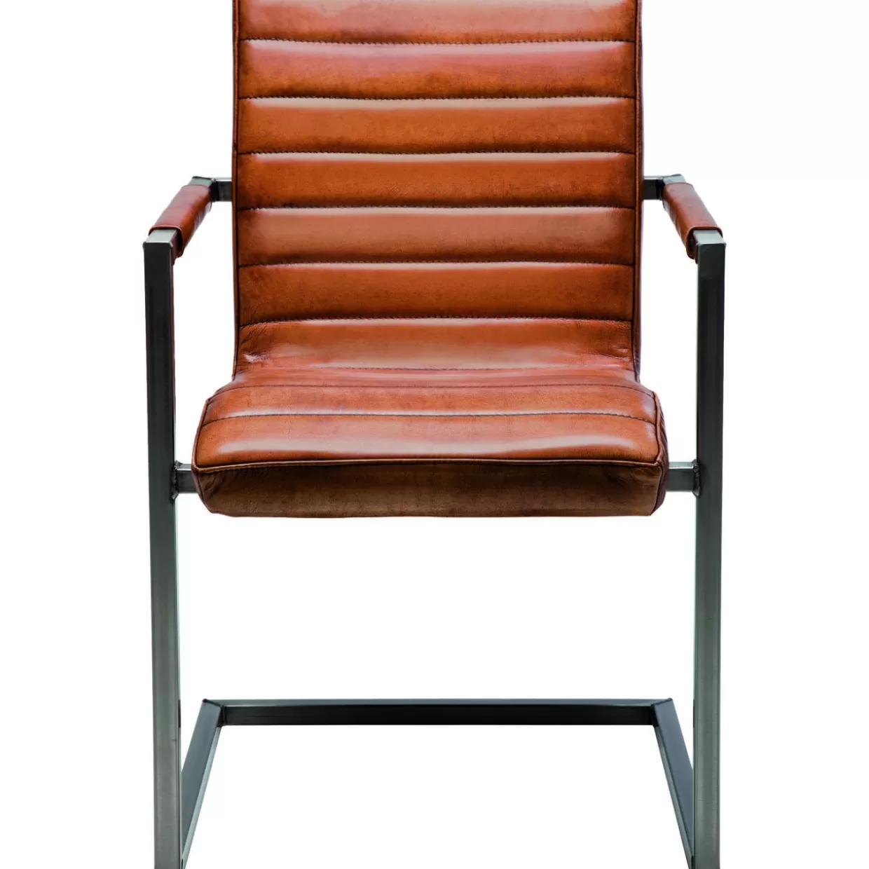 KARE Design: Sedia Freischwinger Riffle in Pelle Marrone Bisonte - Dettaglio Iconico per Arredi Moderni