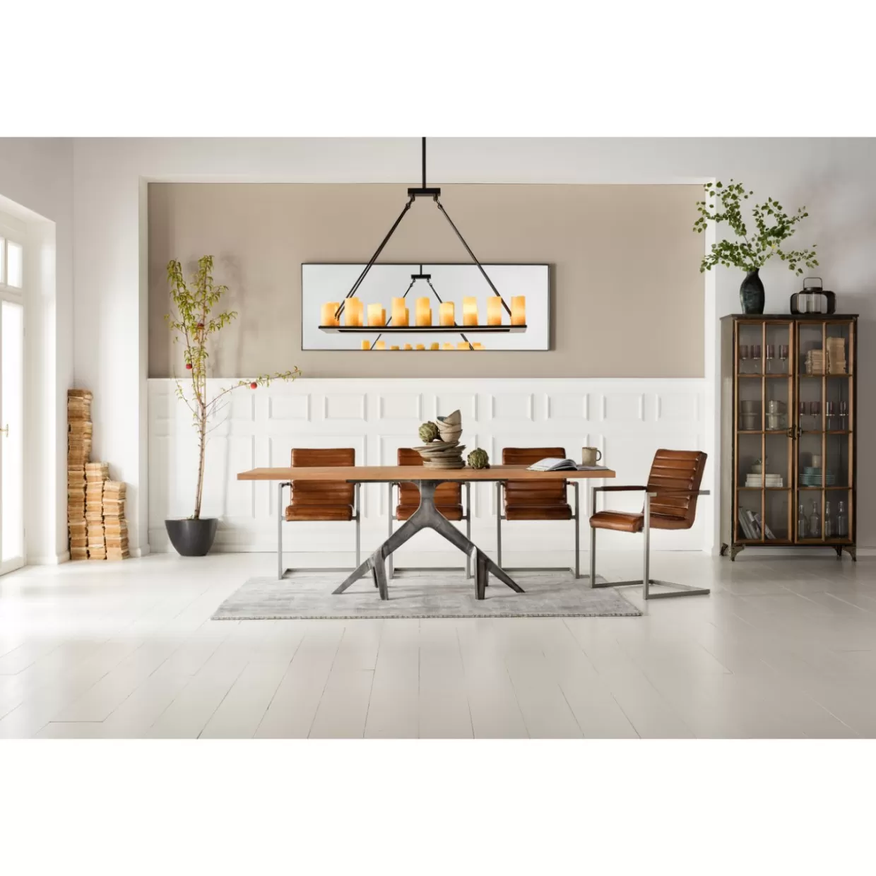 KARE Design: Sedia Freischwinger Riffle in Pelle Marrone Bisonte - Dettaglio Iconico per Arredi Moderni