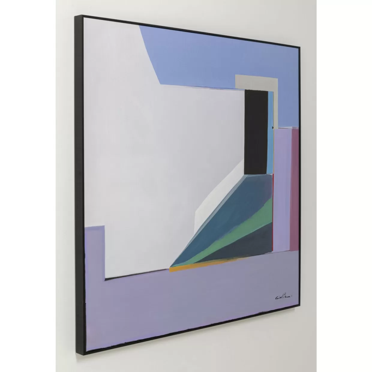 Quadro Moderno KARE Design con Forme Astratte in Tonalità Lilla - Cornice Elegante 113x113 cm per Arredamento Contemporaneo