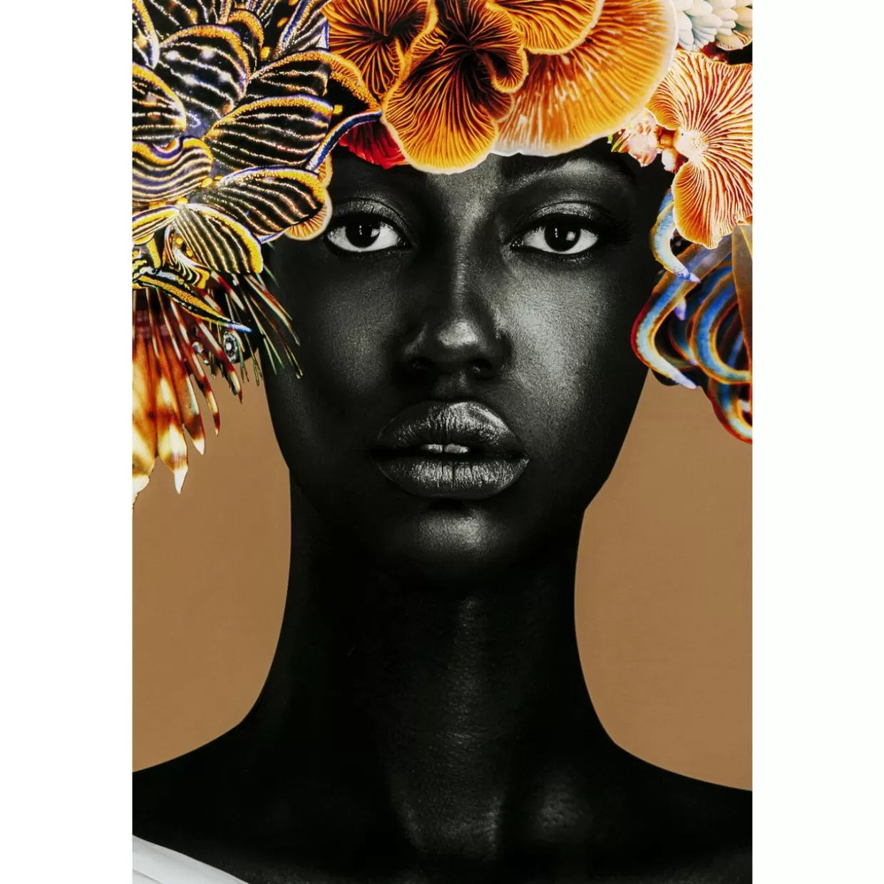 KARE Design Quadro Moderno con Fiori e Capelli - Stampa d'Arte Incorniciata 120x120 cm per Décor Chic