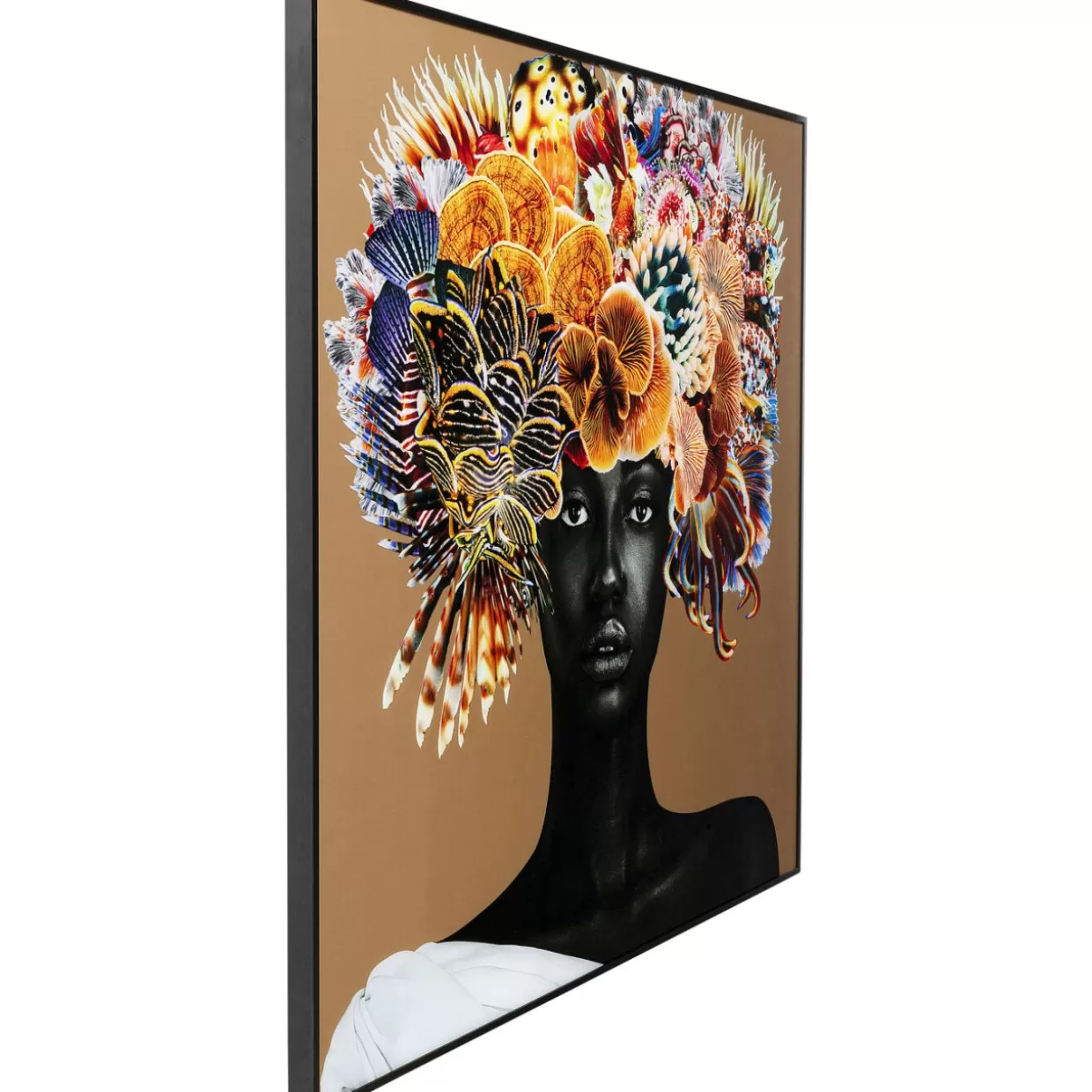 KARE Design Quadro Moderno con Fiori e Capelli - Stampa d'Arte Incorniciata 120x120 cm per Décor Chic