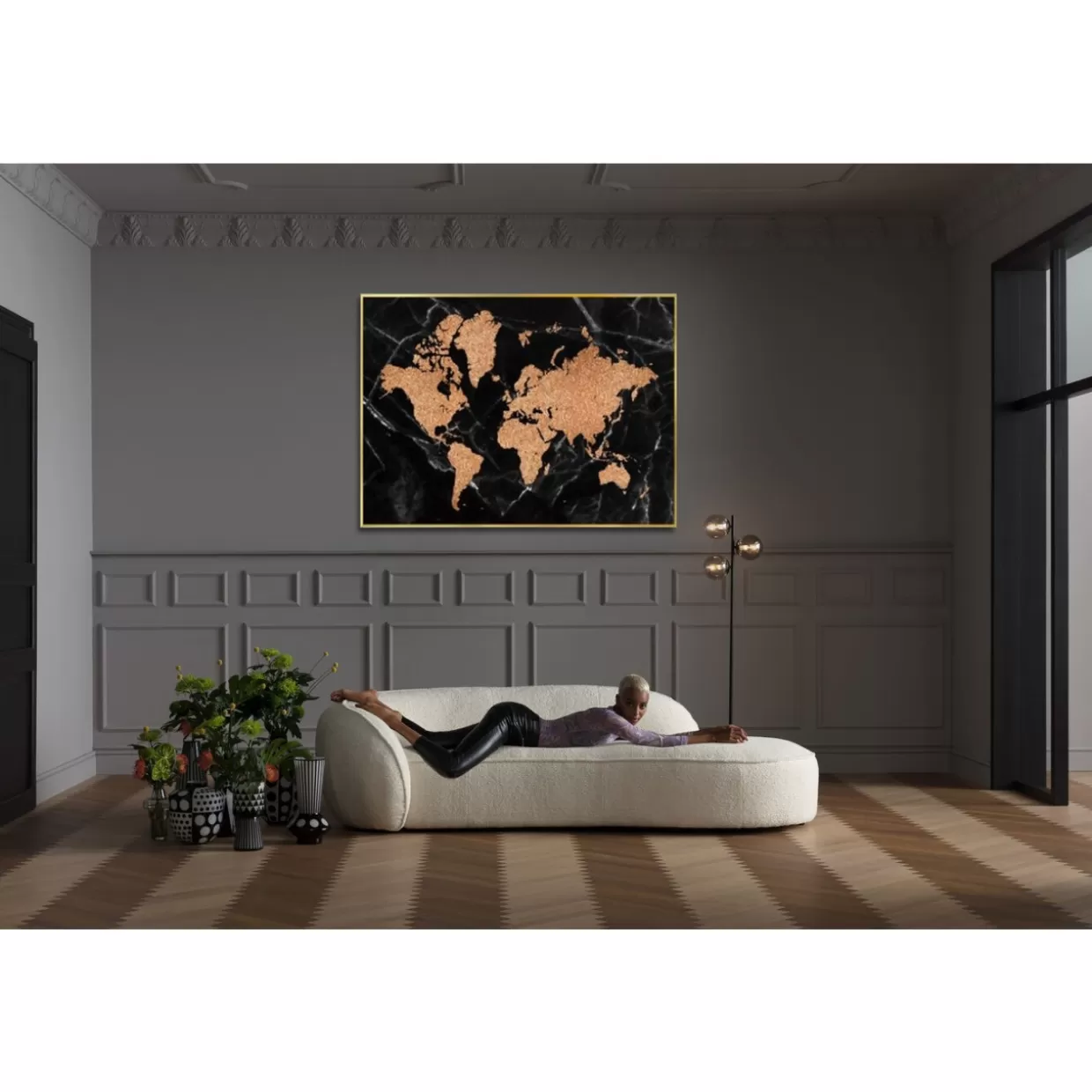 Cornice Moderna con Mappa del Mond | Stampa Decorativa 150x100 cm di KARE Design