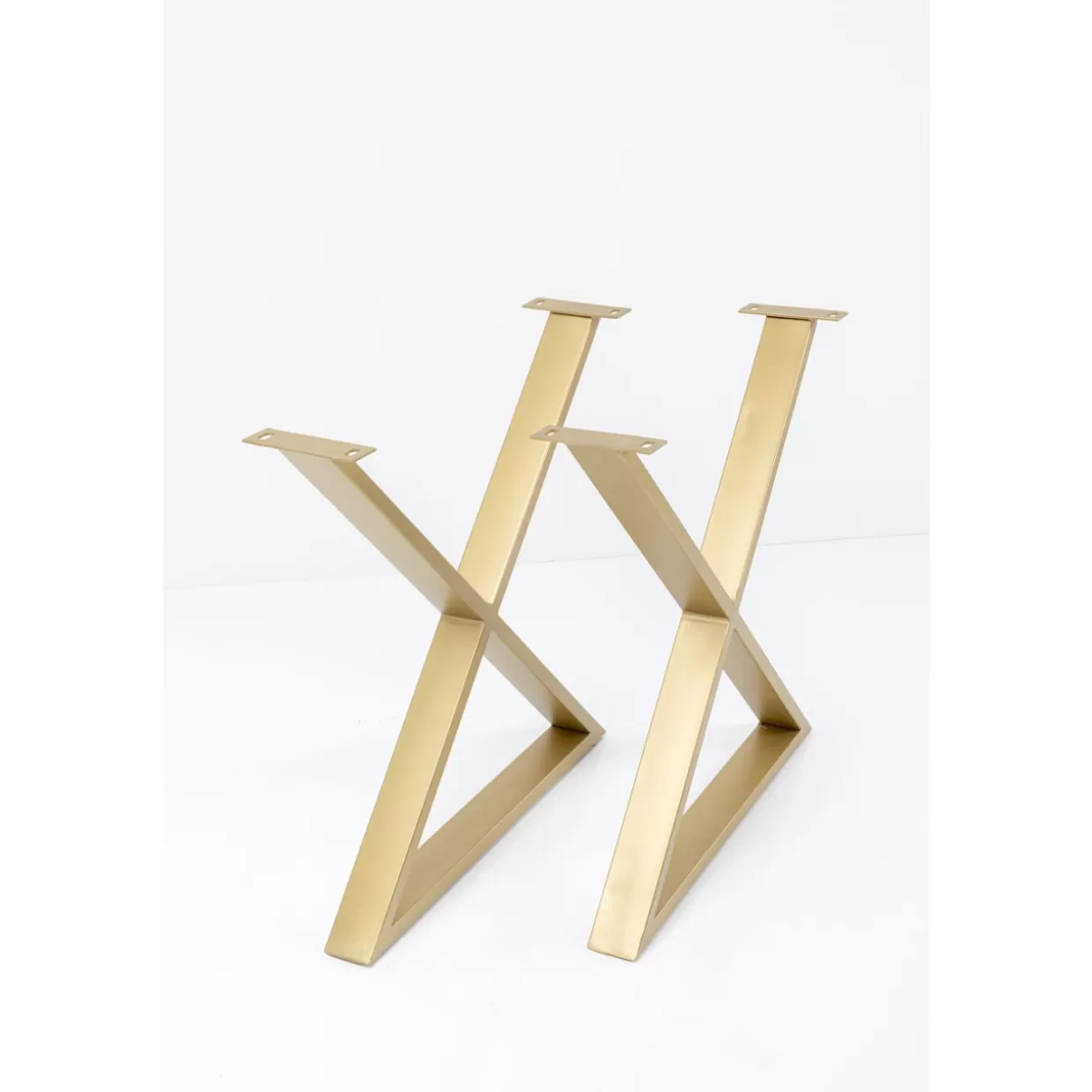 KARE DESIGN - Set di 2 Tavoli Moderni con Base a X in Ottone, Struttura Elegante per Soggiorno o Sala da Pranzo