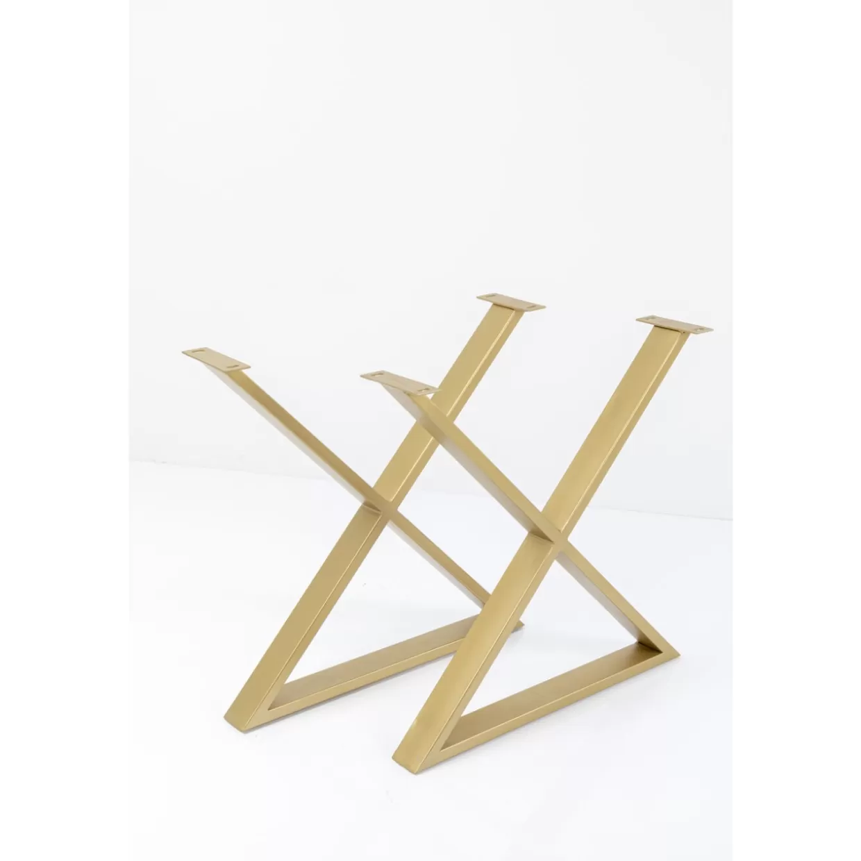 KARE DESIGN - Set di 2 Tavoli Moderni con Base a X in Ottone, Struttura Elegante per Soggiorno o Sala da Pranzo
