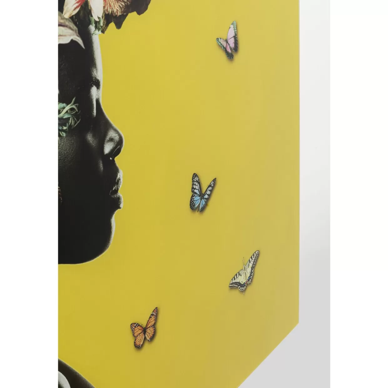 Quadro Moderno 100x100 cm - Composizione Floreale Elegante in Tonalità Sole con Cornice in Vetro, Ideale per Arredamento Contemporaneo KARE