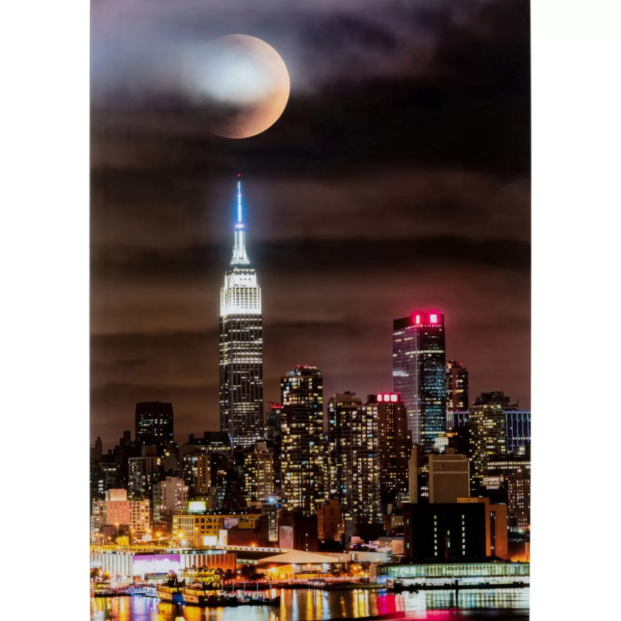 Stampa Decorativa su Vetro - Cielo Notturno con Luna e Skyline, 80x120 cm | Design KARE