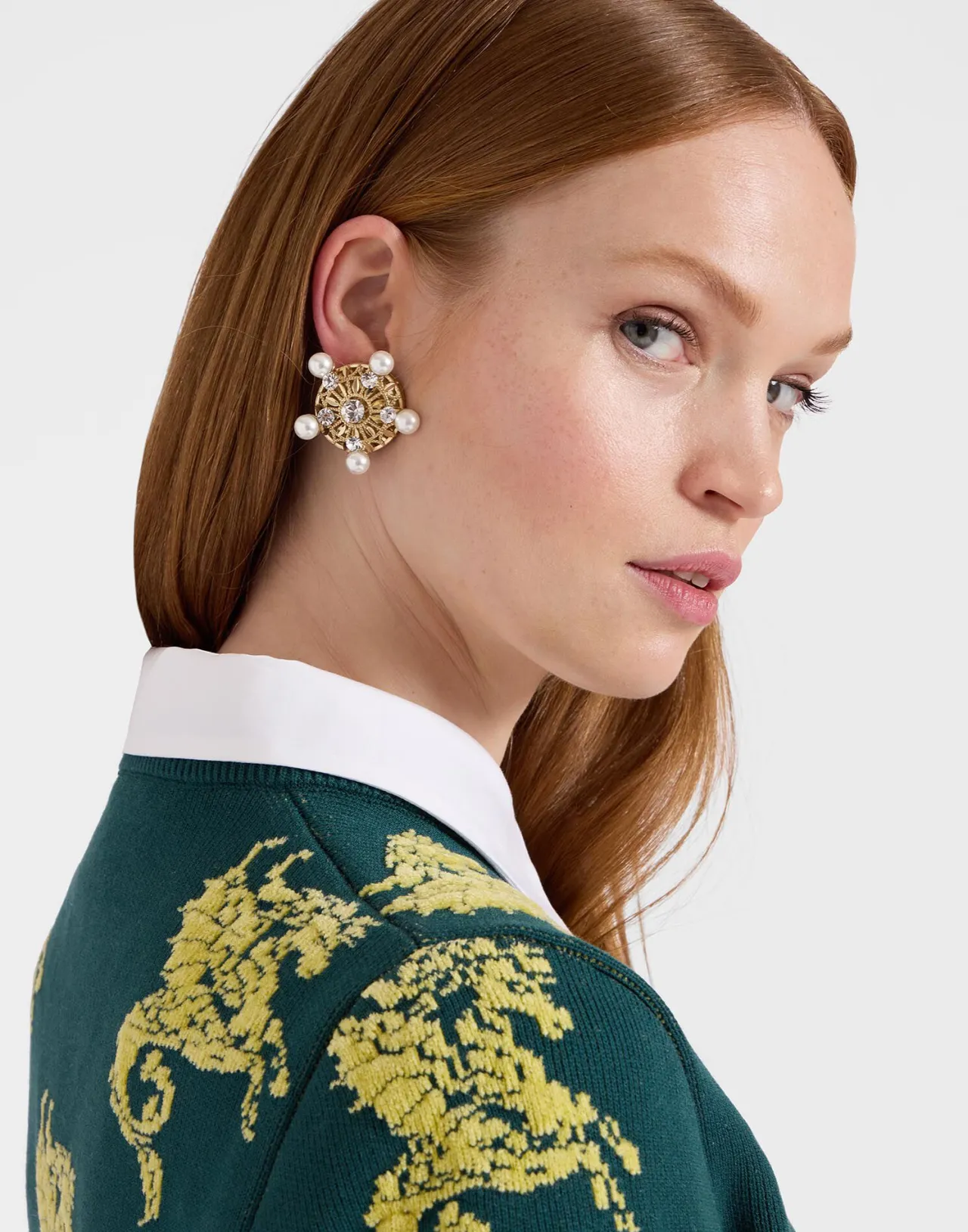 La DoubleJ Maglione Gryphos - Verde Foresta con Jacquard in Pile, Design Esclusivo per Look Invernali Accoglienti
