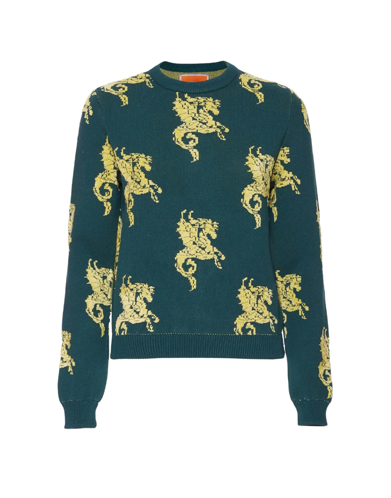 La DoubleJ Maglione Gryphos - Verde Foresta con Jacquard in Pile, Design Esclusivo per Look Invernali Accoglienti