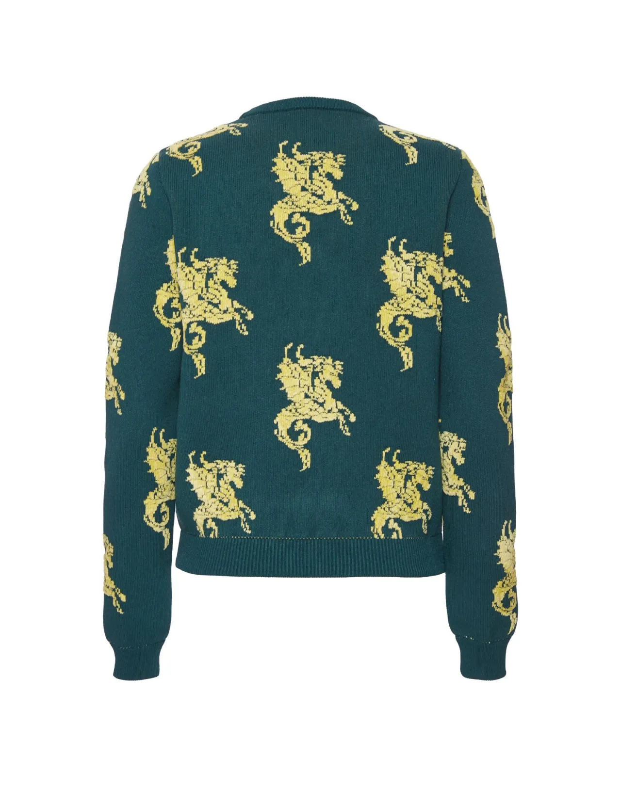 La DoubleJ Maglione Gryphos - Verde Foresta con Jacquard in Pile, Design Esclusivo per Look Invernali Accoglienti
