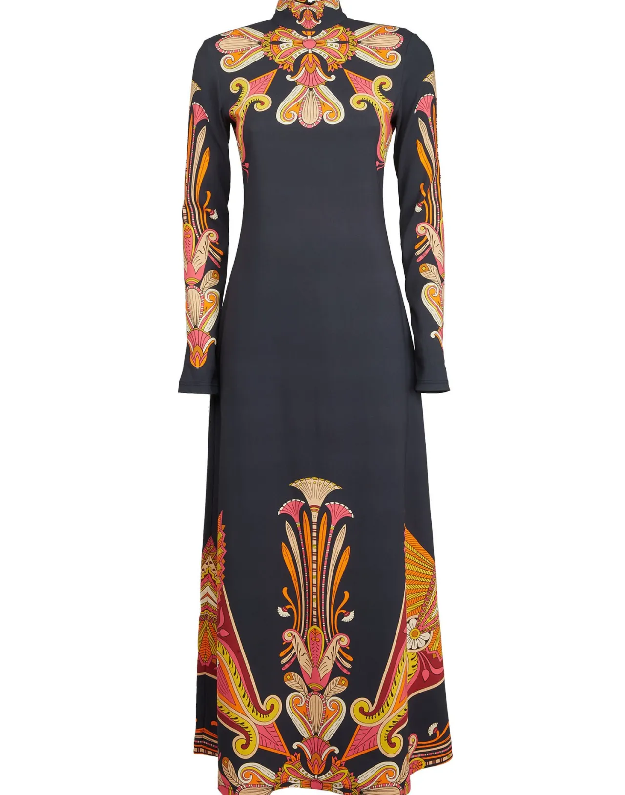 Abito Halle La DoubleJ in Satin Envers Blu con Ricamo Totem - Super Offerta Limitata