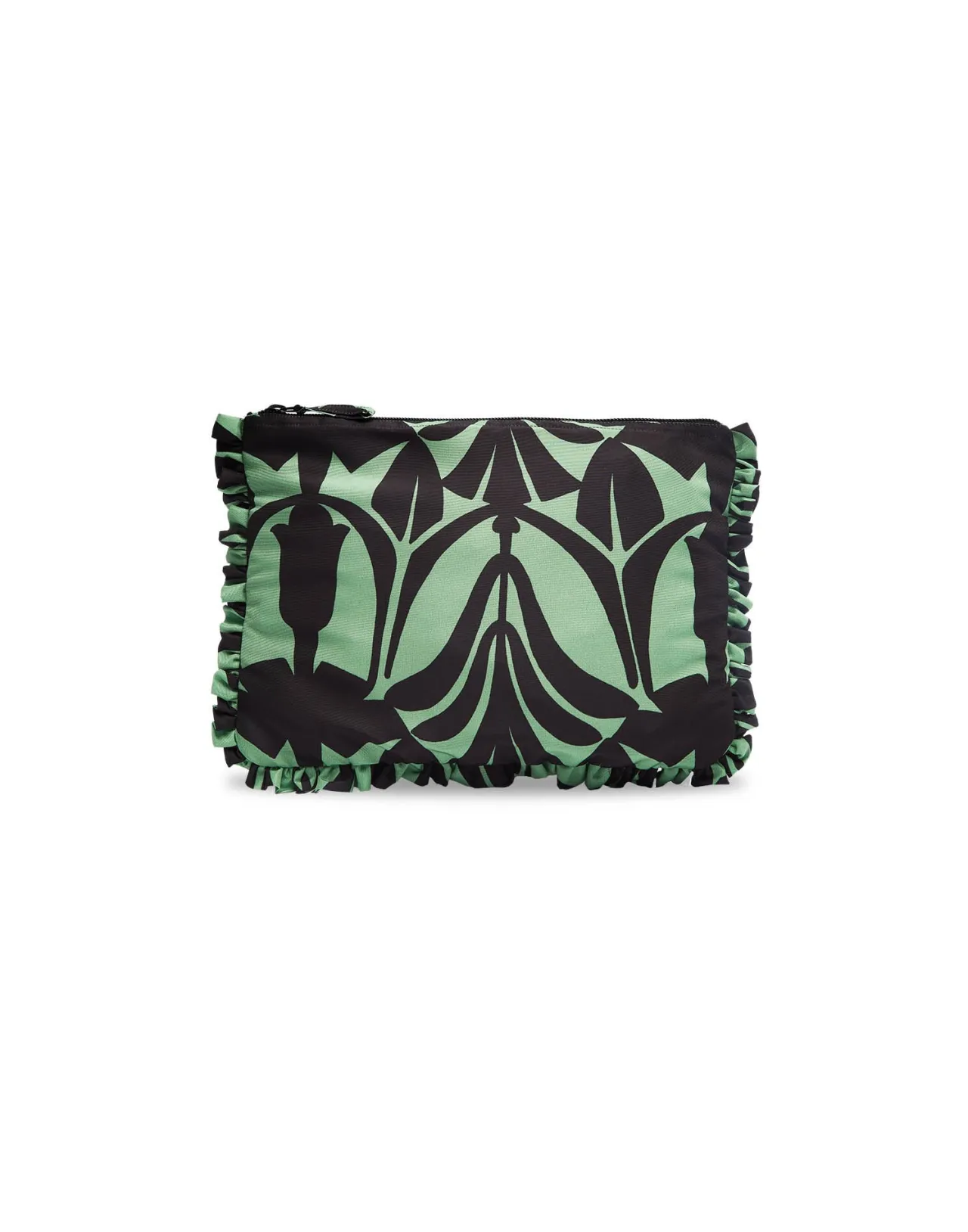 Offerta Esclusiva: Clutch Elegante La DoubleJ in Taffetà con Ricamo Verde Papiro - Edizione Limitata