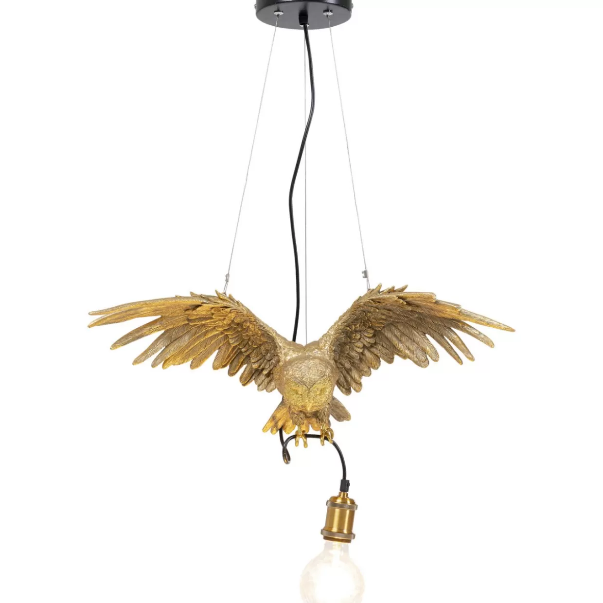 Lampada a Sospenso Designer con Scultura di Gufo - Rifiniture Oro KARE Collection 

（：，，
