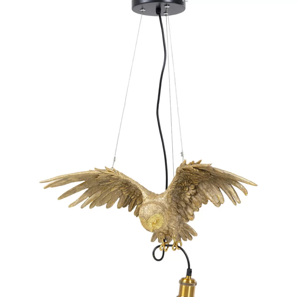 Lampada a Sospenso Designer con Scultura di Gufo - Rifiniture Oro KARE Collection 

（：，，