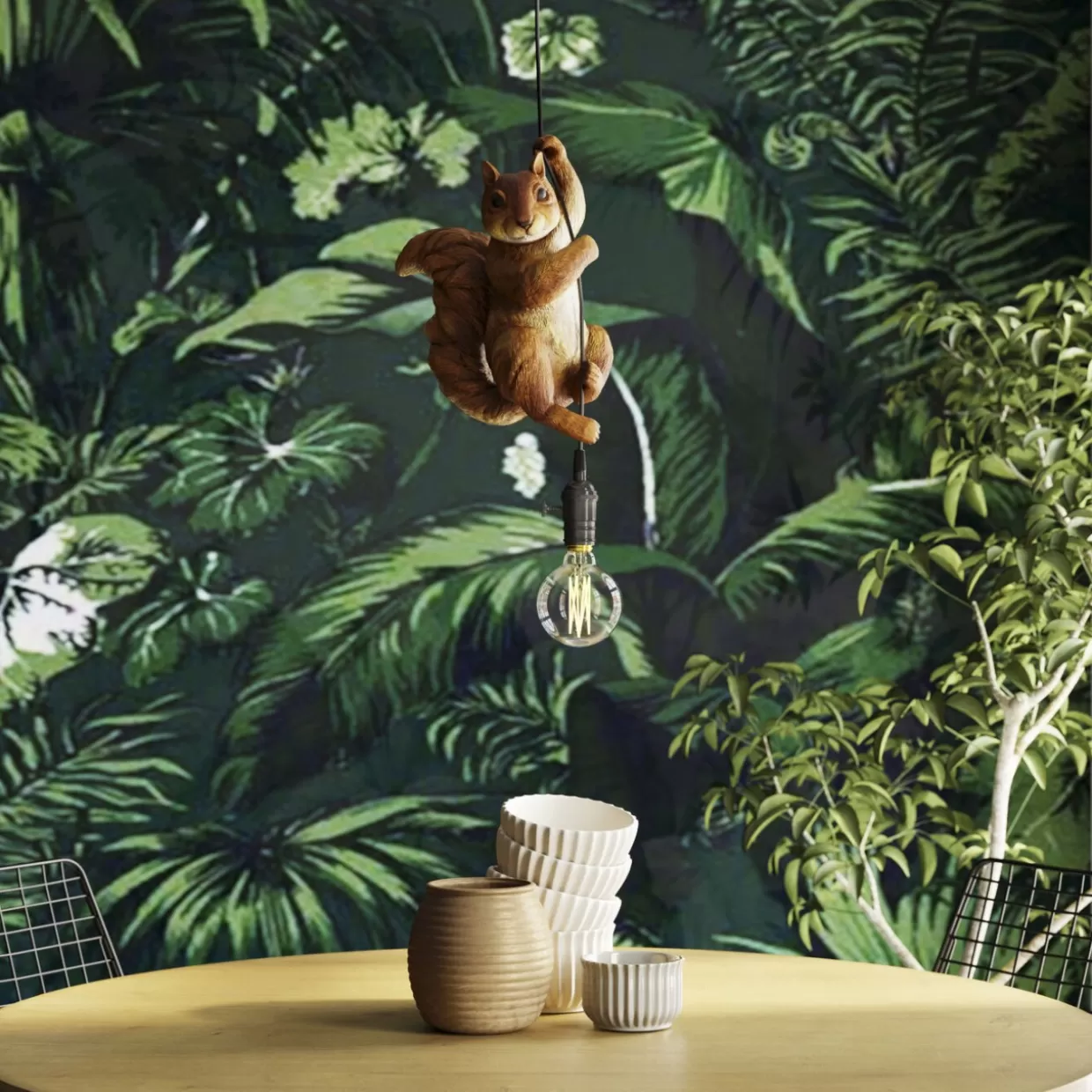 Lampadario Design Scoiattolo Naturale - Sospensione Creativa per Arredamento Moderno | Collezione Esclusiva KARE