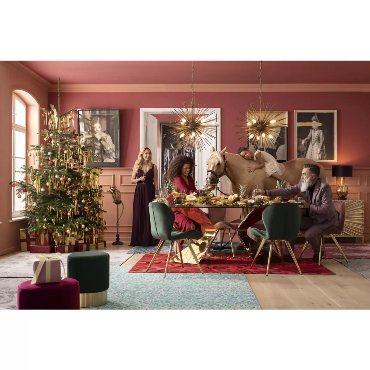 Lampadario Moderno Design KARE - Sospensione Elegante Beam in Ottone, Diametro 72 cm
