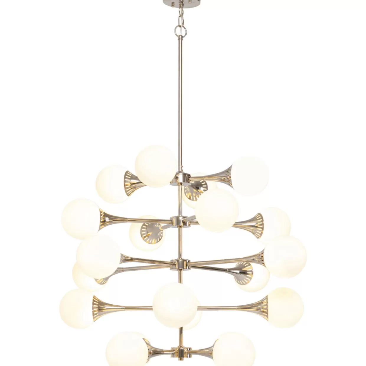 Lampada a Sospensione Iconica Bulb Fiction 20 - Design Avanguardistico in Finitura Argento, Diametro 102 cm