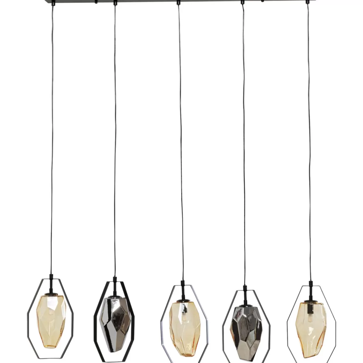 KARE Design - Elegante Lampada a Sospensione Diamond Fever per Sala da Pranzo, Colore Nero, 110 cm