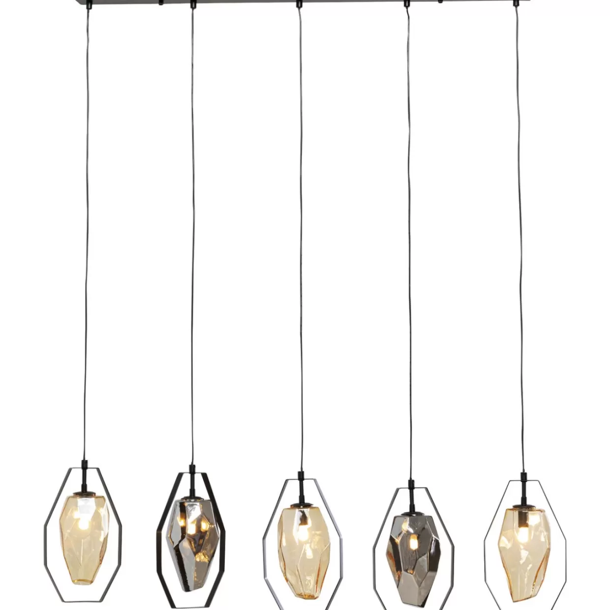 KARE Design - Elegante Lampada a Sospensione Diamond Fever per Sala da Pranzo, Colore Nero, 110 cm