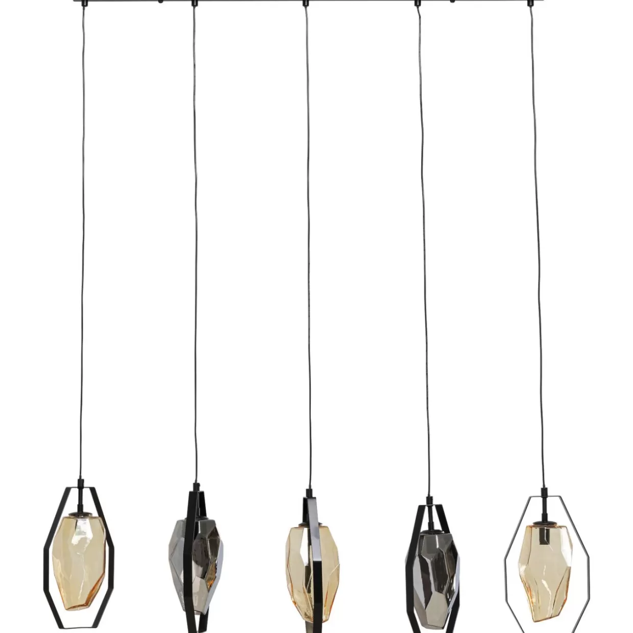 KARE Design - Elegante Lampada a Sospensione Diamond Fever per Sala da Pranzo, Colore Nero, 110 cm