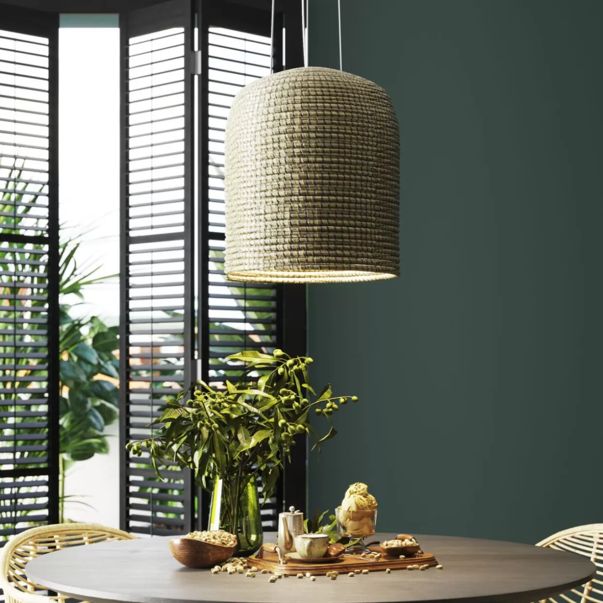 Lampada a sospensione moderna KARE | Palma in tonalità marrone con diametro 37 cm - Design elegante per arredamento raffinato