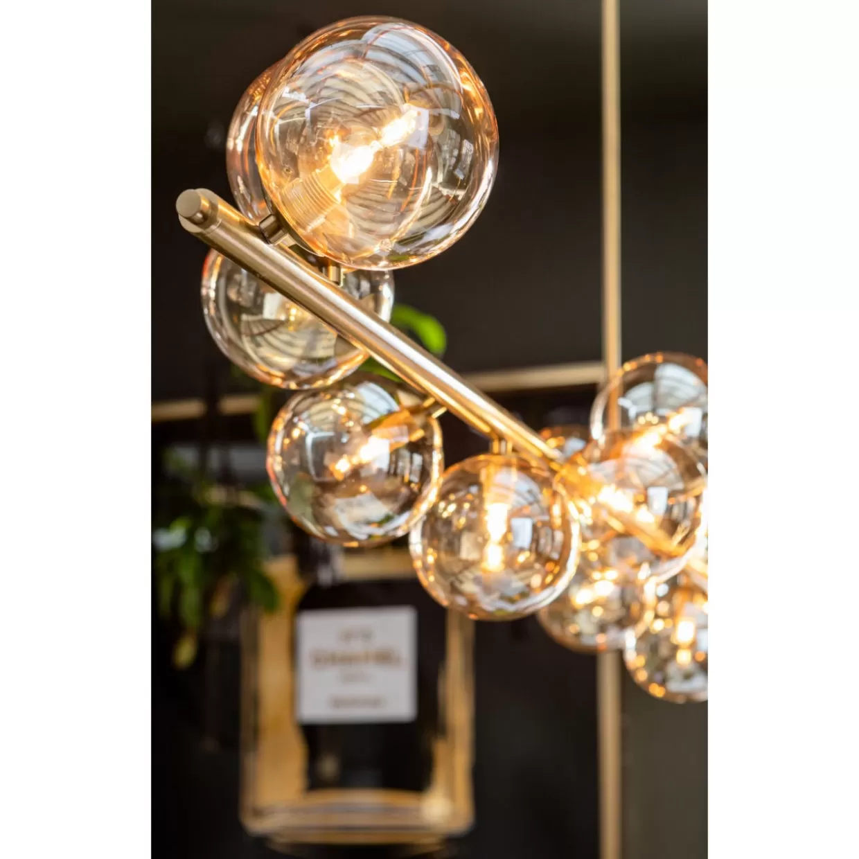 Lampada Sospesa Scala Balls con Decorazioni in Ottone Lucido - Design Moderno KARE | Plafoniera a 150 cm con Sfere Geometriche per Illuminazione Elegante