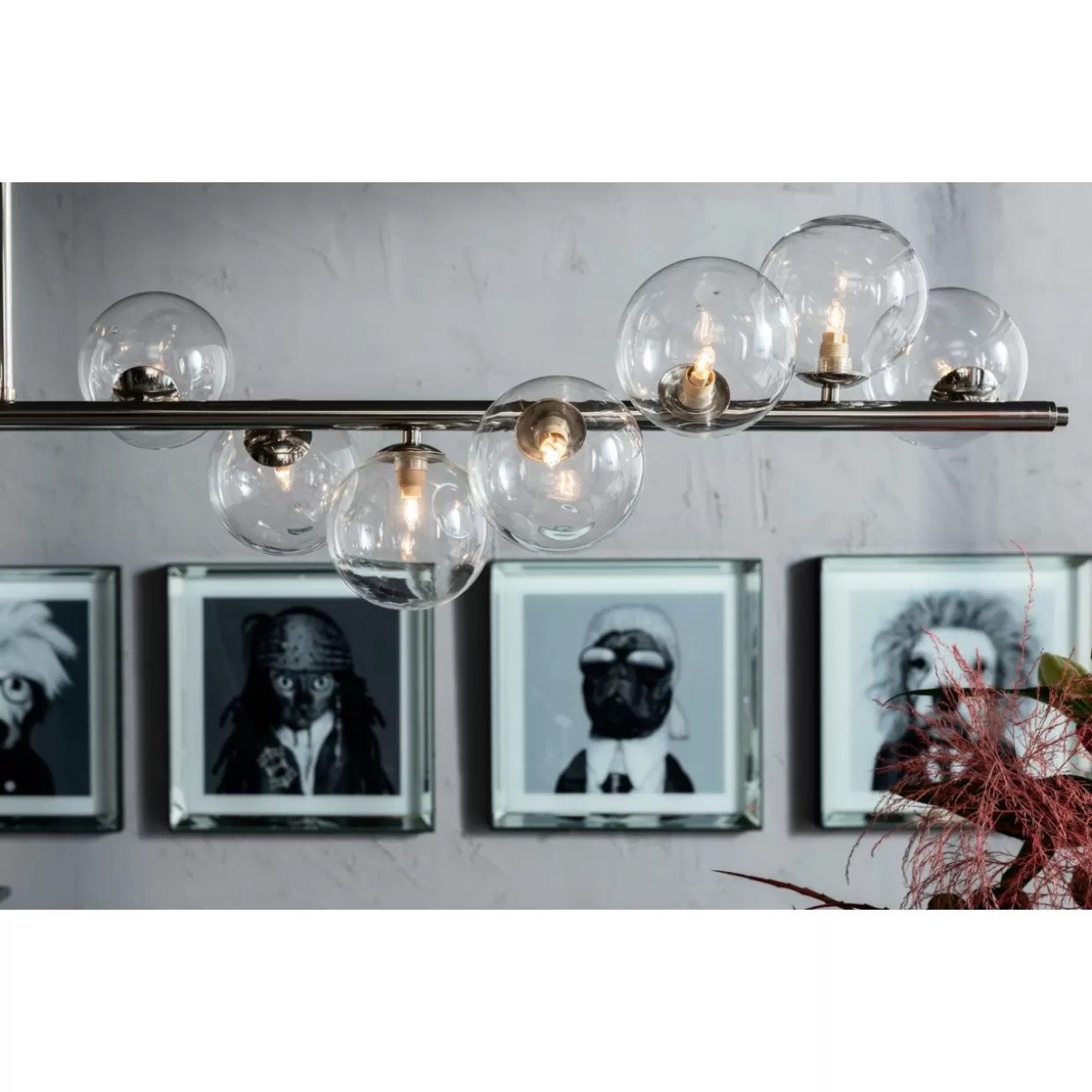 Lampadario Sospeso a Sfere Cromate 150 cm - Design Moderno con Struttura a Sfere Geometriche per Ambienti Contemporanei | KARE Collection