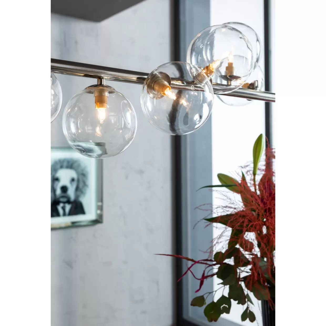 Lampadario Sospeso a Sfere Cromate 150 cm - Design Moderno con Struttura a Sfere Geometriche per Ambienti Contemporanei | KARE Collection