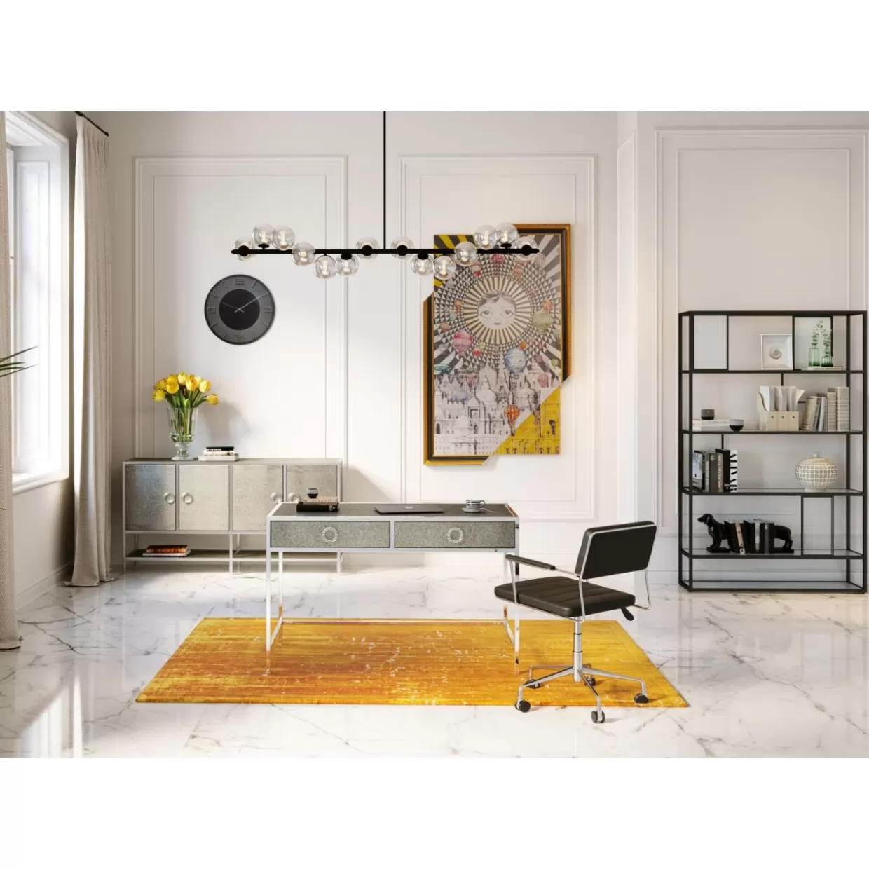 Lampadario Sospeso Moderno Scala Balls da KARE Design - Elegante Nero con Regolazione 150 cm