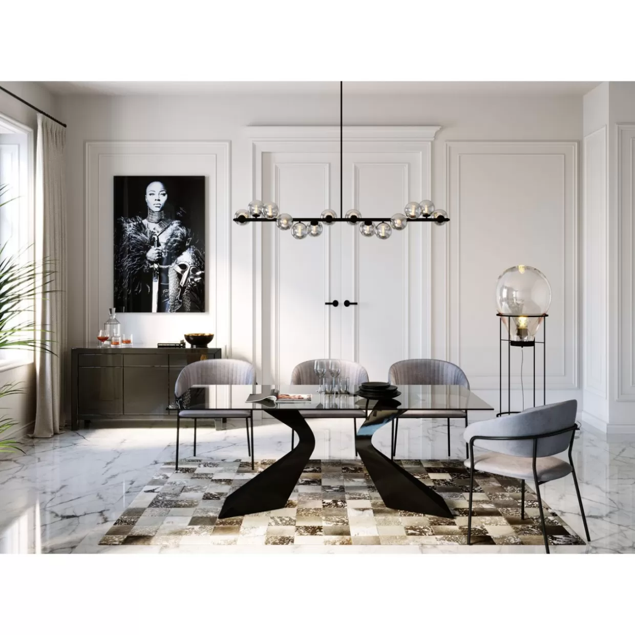 Lampadario Sospeso Moderno Scala Balls da KARE Design - Elegante Nero con Regolazione 150 cm