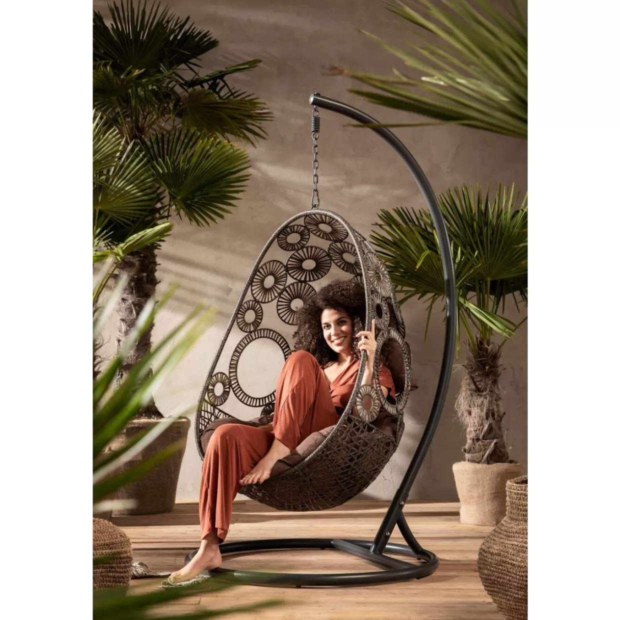 Amaca sospesa Ibiza in tessuto marrone - Design moderno per relax all'aperto | KARE Arredi da Esterno