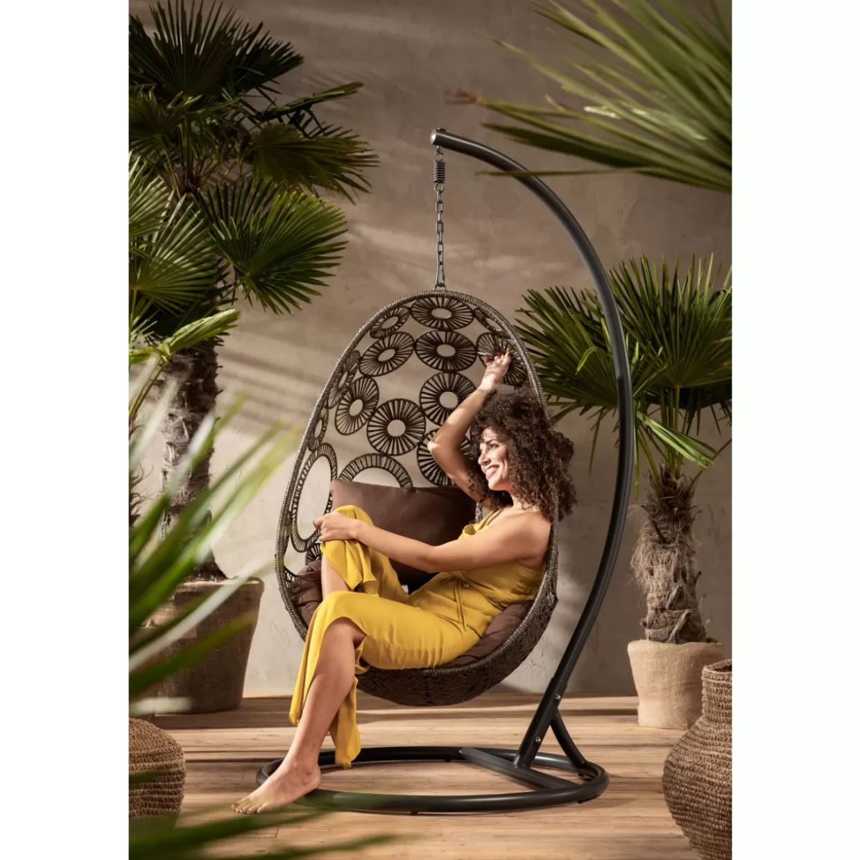 Amaca sospesa Ibiza in tessuto marrone - Design moderno per relax all'aperto | KARE Arredi da Esterno