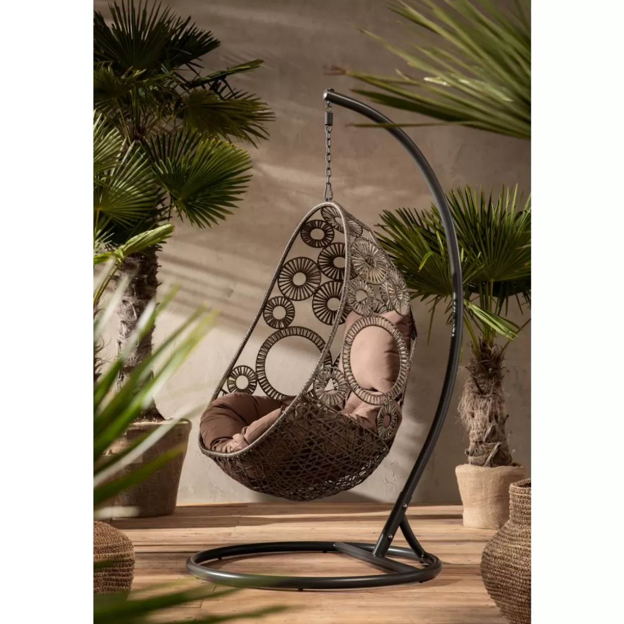 Amaca sospesa Ibiza in tessuto marrone - Design moderno per relax all'aperto | KARE Arredi da Esterno