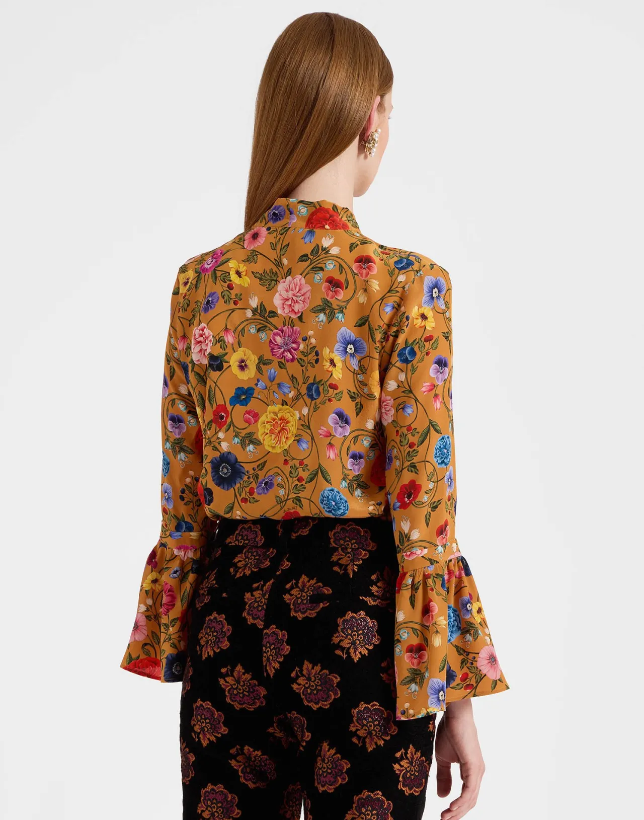 Offerta Speciale: TopBotticelli in Seta Crepe de Chine Ruggine con Polso Elegante - La DoubleJ Collection Esclusiva