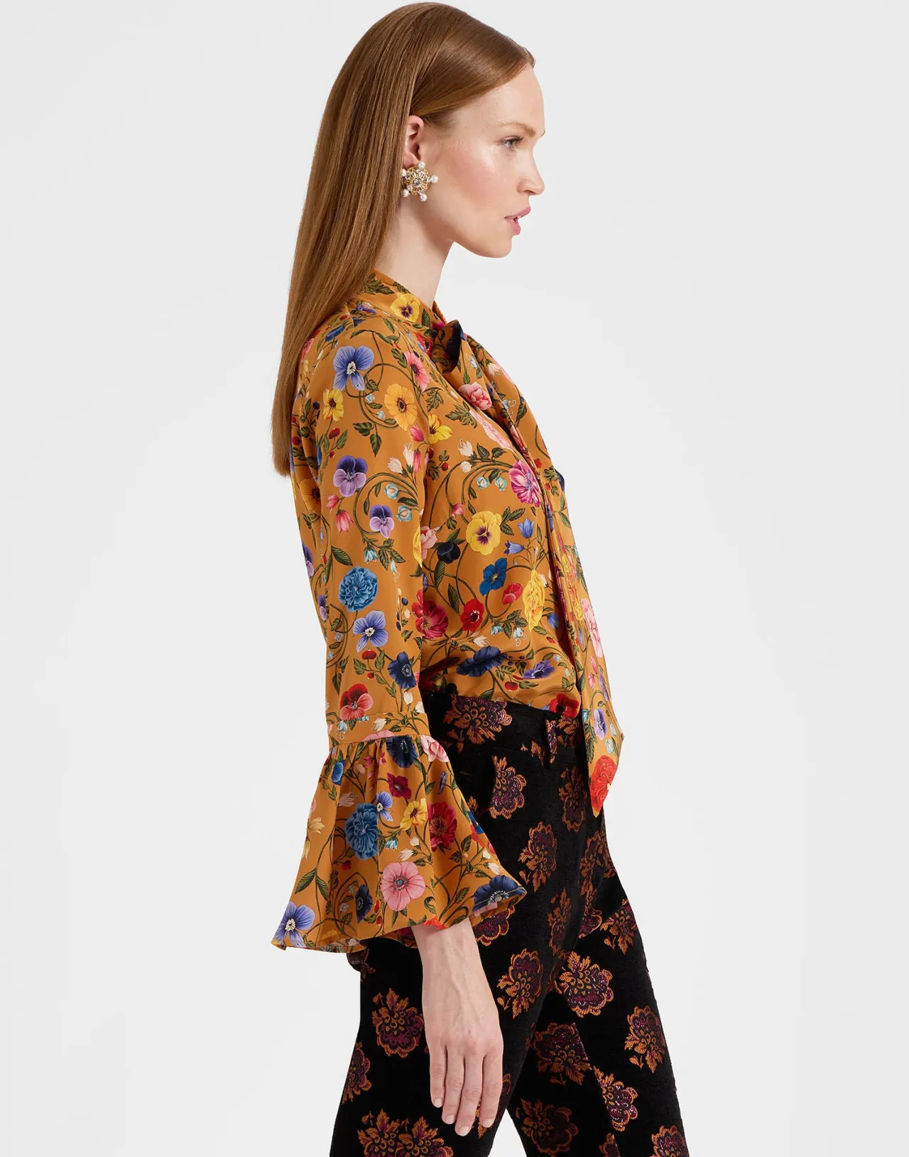 Offerta Speciale: TopBotticelli in Seta Crepe de Chine Ruggine con Polso Elegante - La DoubleJ Collection Esclusiva