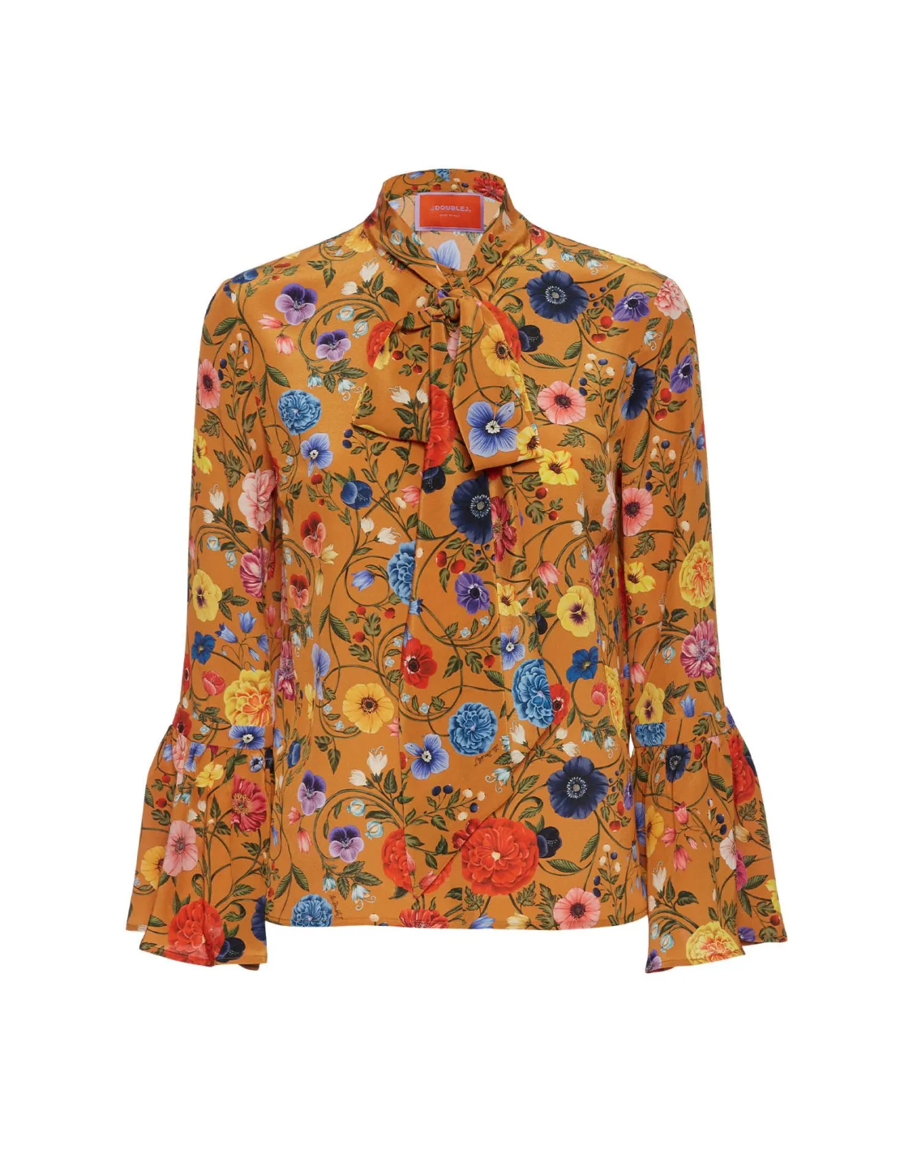 Offerta Speciale: TopBotticelli in Seta Crepe de Chine Ruggine con Polso Elegante - La DoubleJ Collection Esclusiva