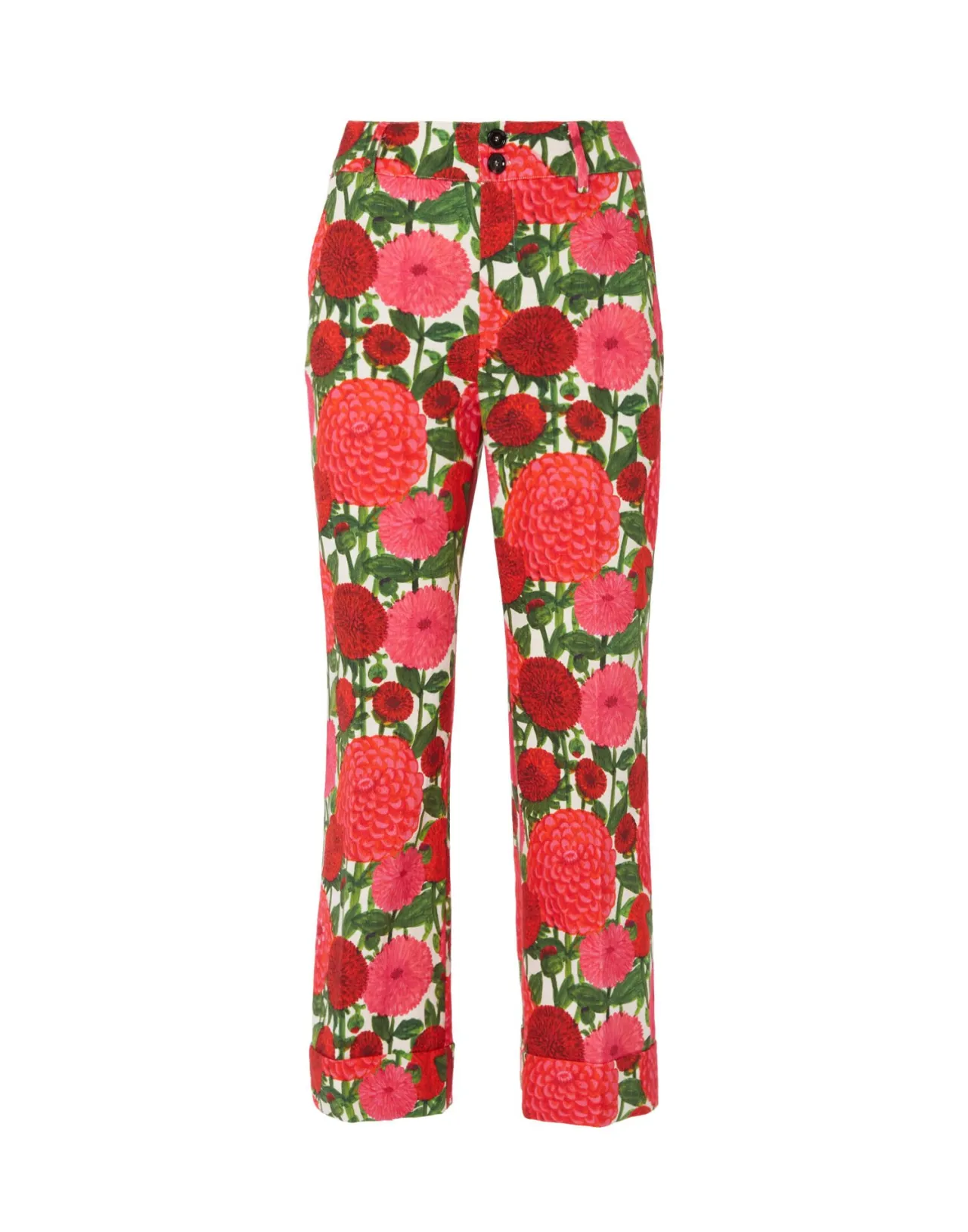 Pantaloni Eleganti Hendrix in Cotone Shot con Stampa Dalia Rosa - Collezione Primavera La DoubleJ